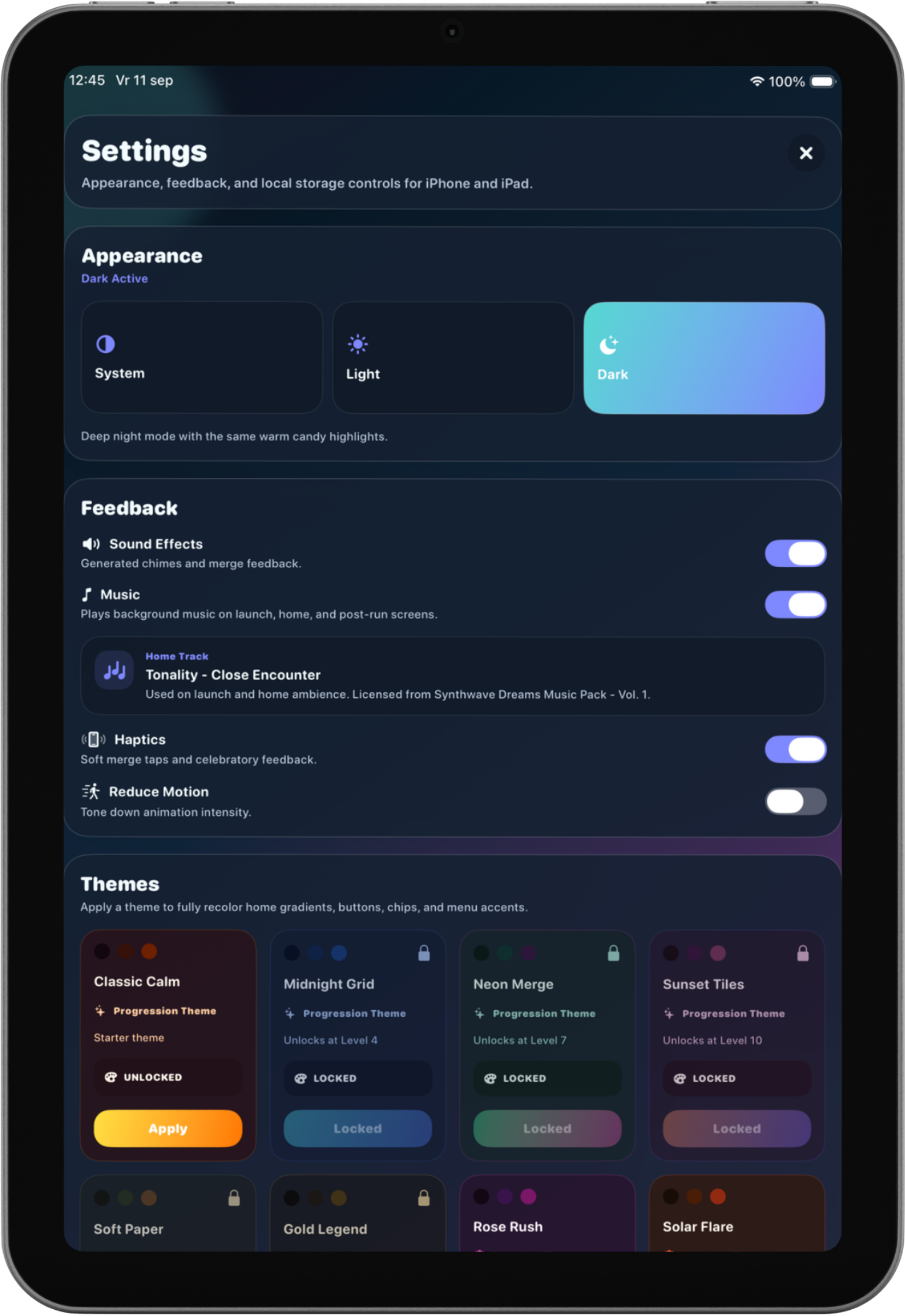 Merge Legend instellingen op iPad