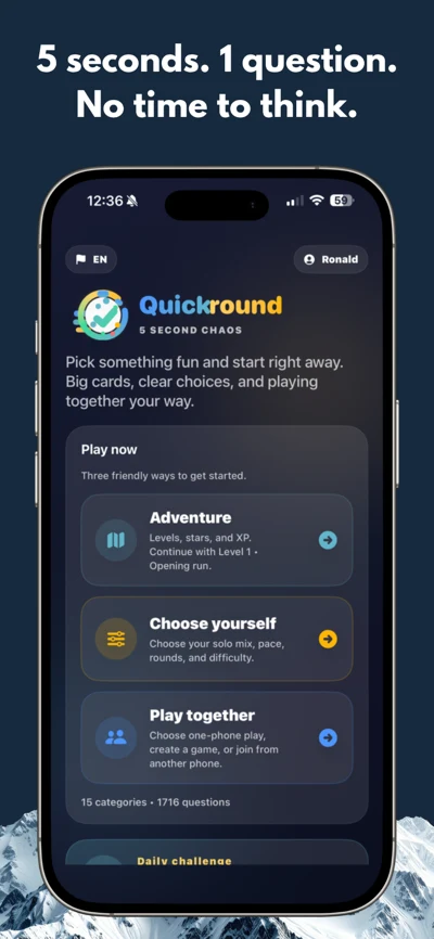QuickRound appscherm