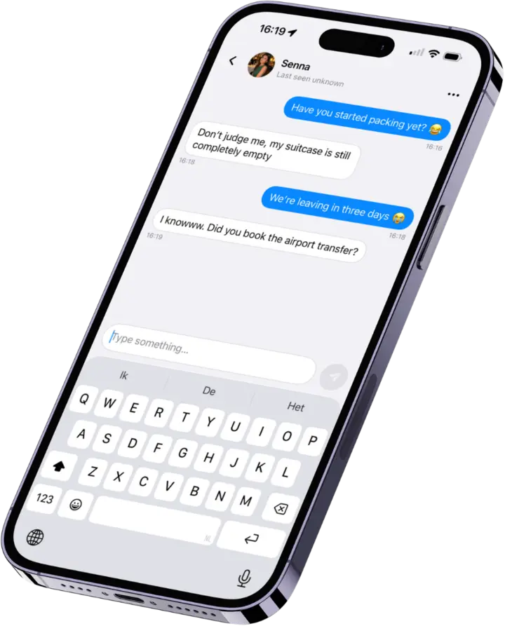 Chat met een reisgenoot in TripMaster